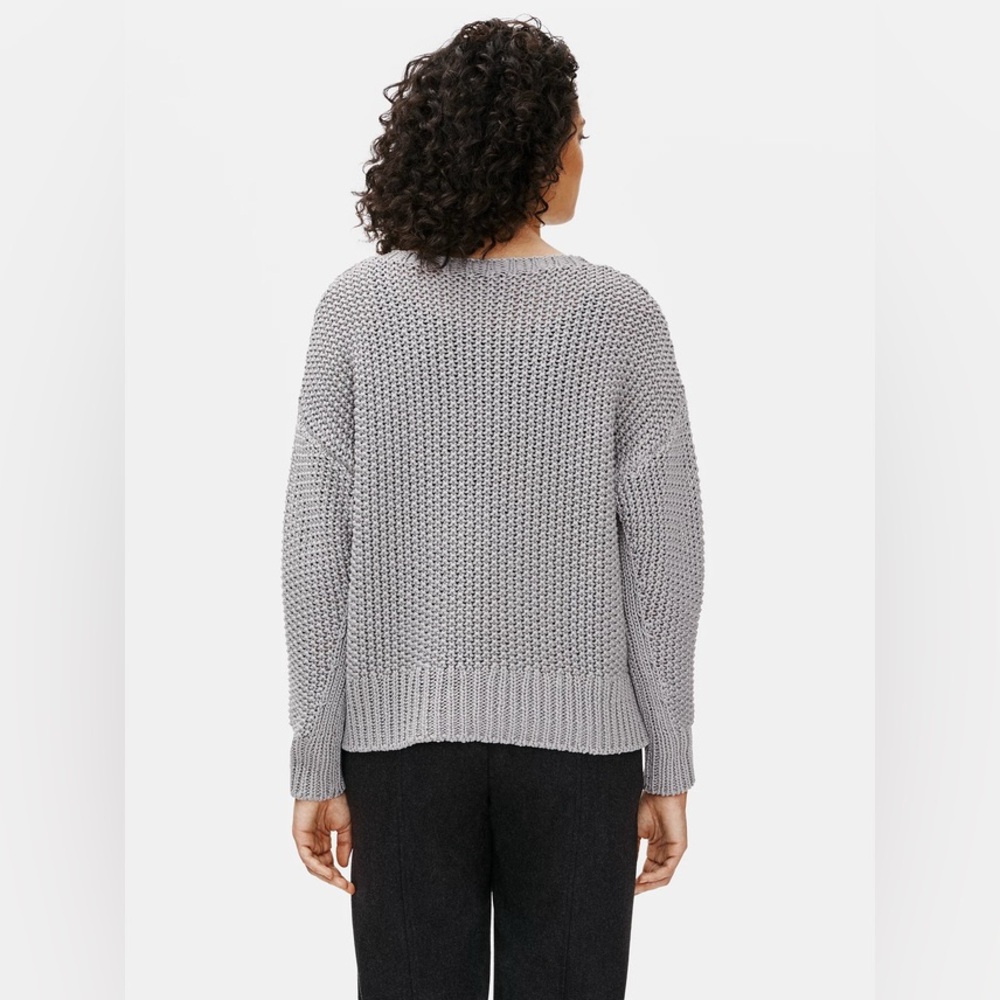 NWT EILEEN FISHER Organic Cotton Cord Crew Neck Box-Top Sweater Pullover Size L - Picture 3 of 13